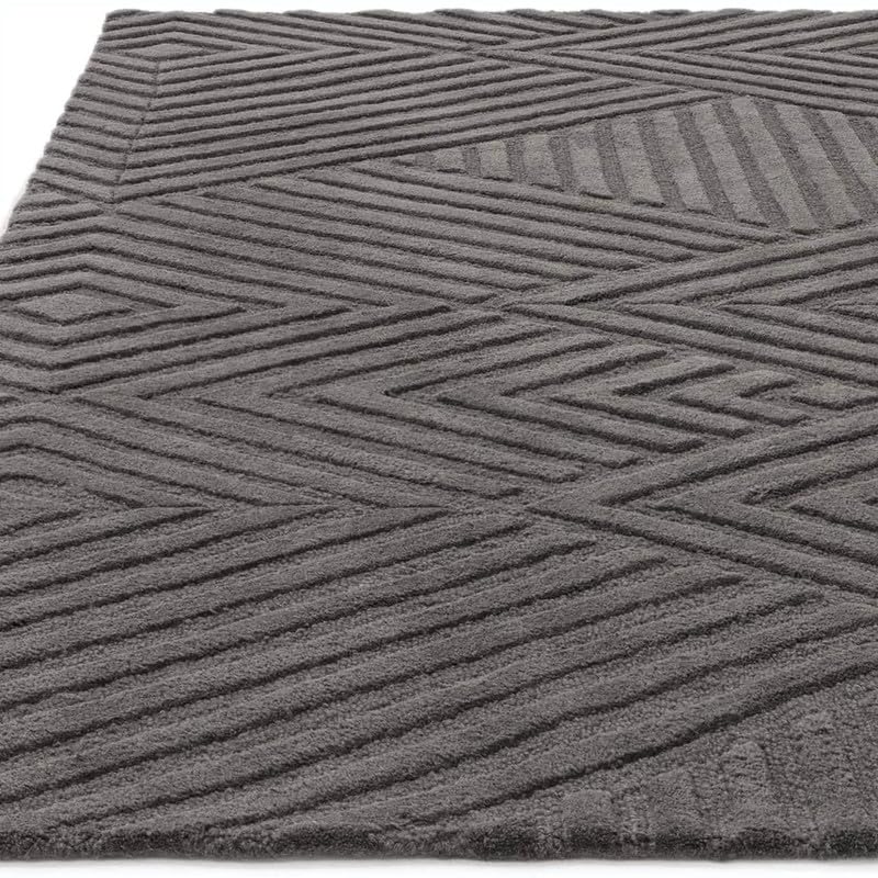 Dark Grey Cut-Loop Hand-Tufted Wool Rug