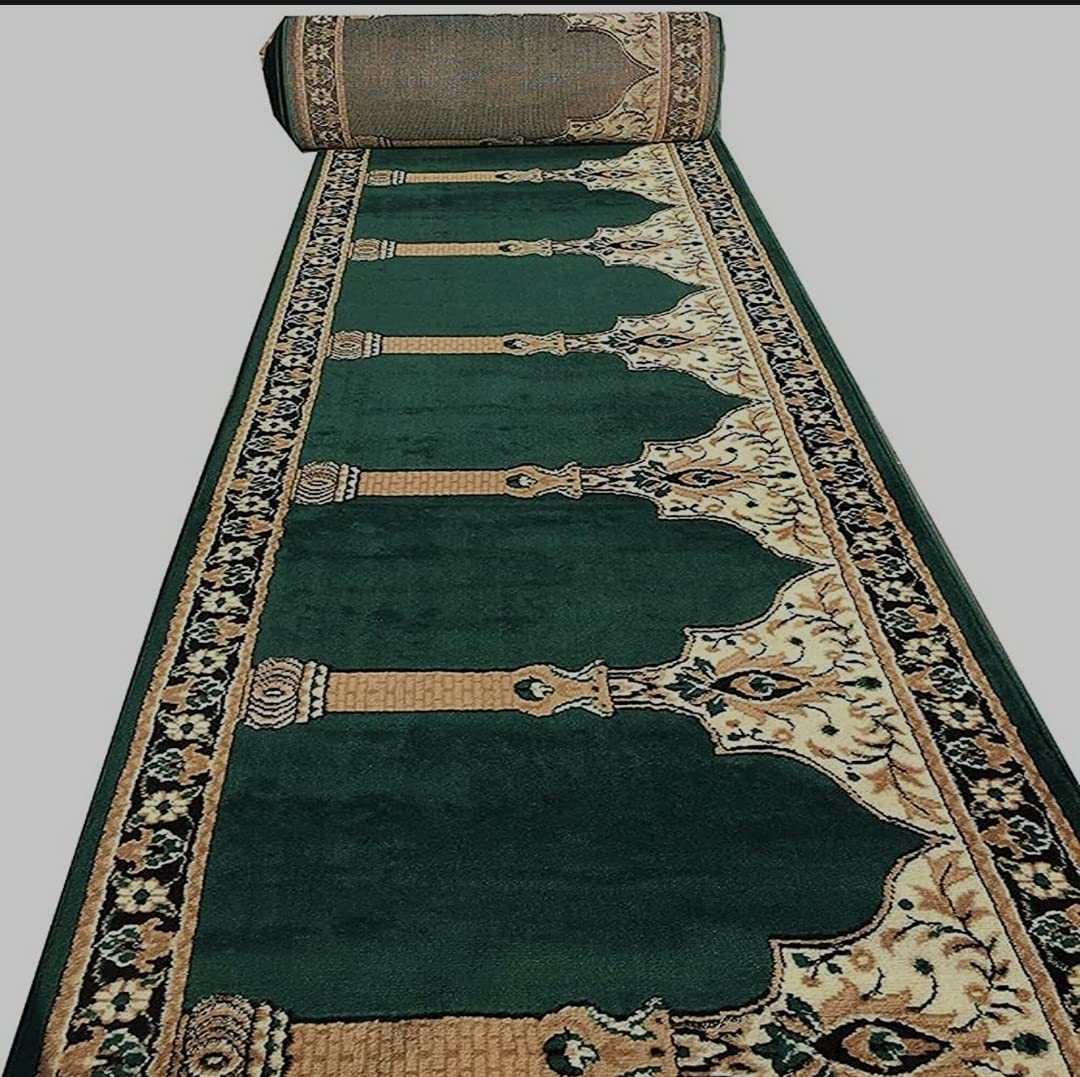 Green Janamaz Roll – Premium Masjid Carpet | Mosque Prayer Mat & Janamaz Rug