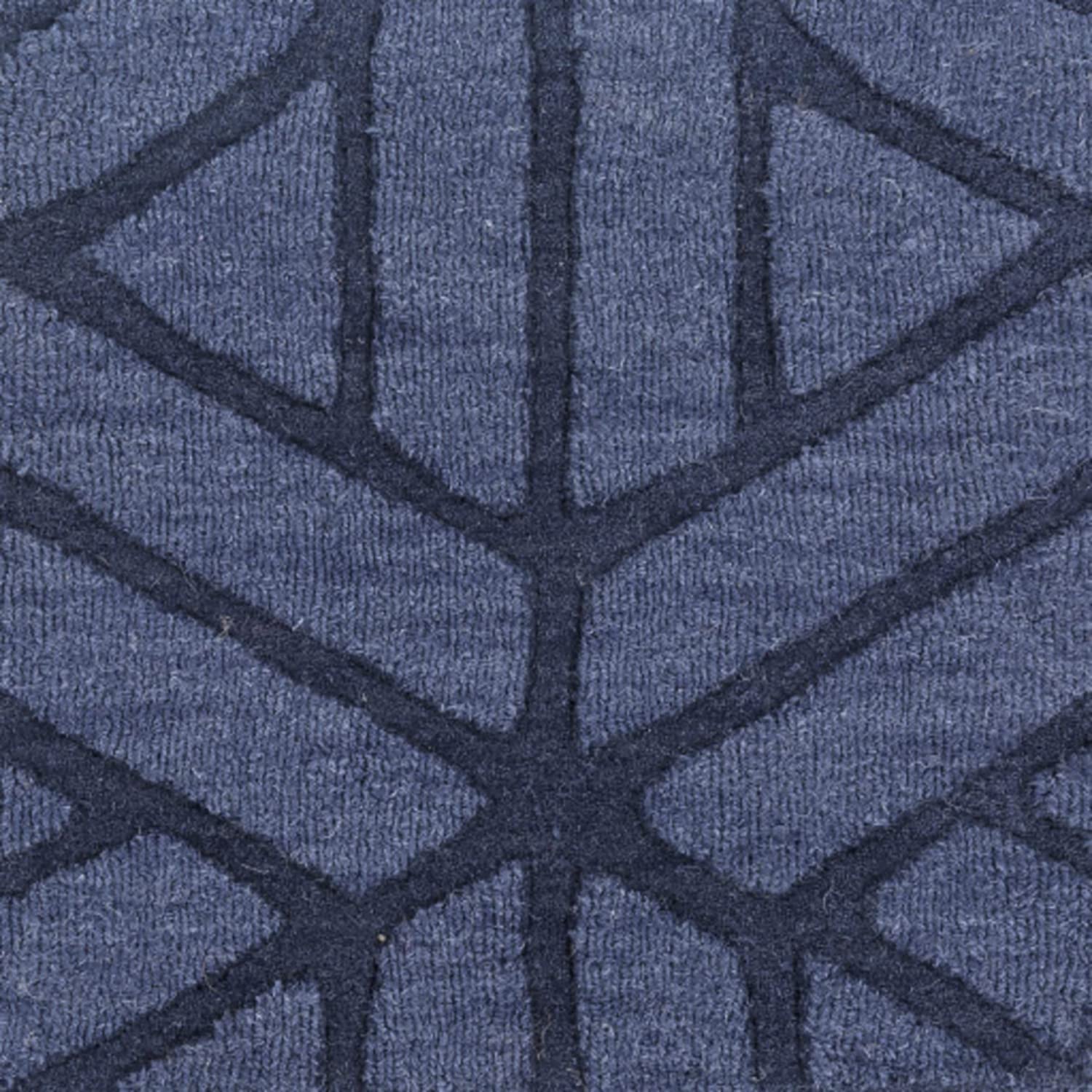 Blue Cut-Loop Hand-Tufted Wool Rug