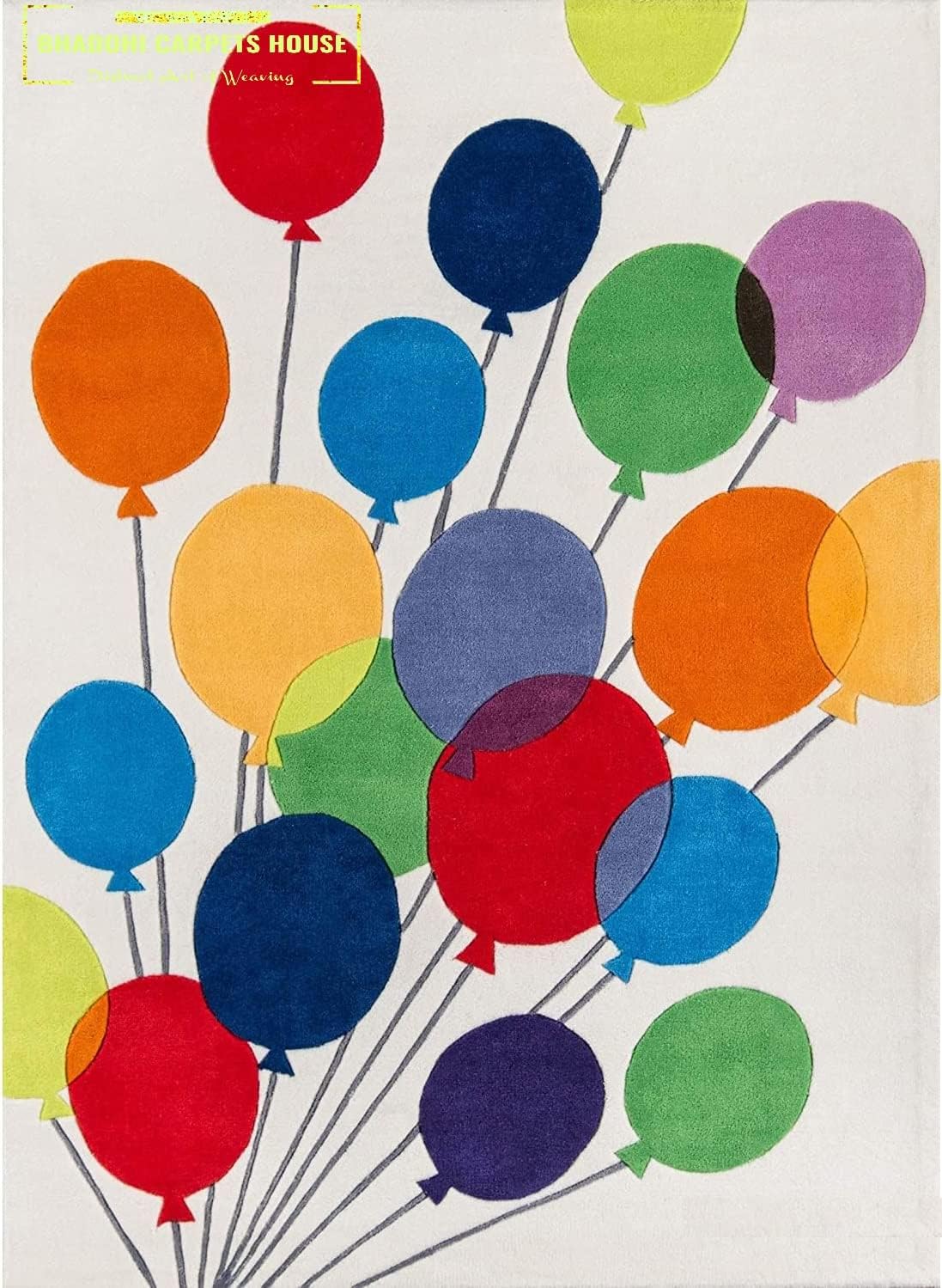 Multicolor Balloons – Handmade Wool Nursery Rug, Baby Room, Kid’s Room, Playroom, Child’s Space Area Rug, Toddler Bedroom Carpets – Perfect for Children's Room Décor