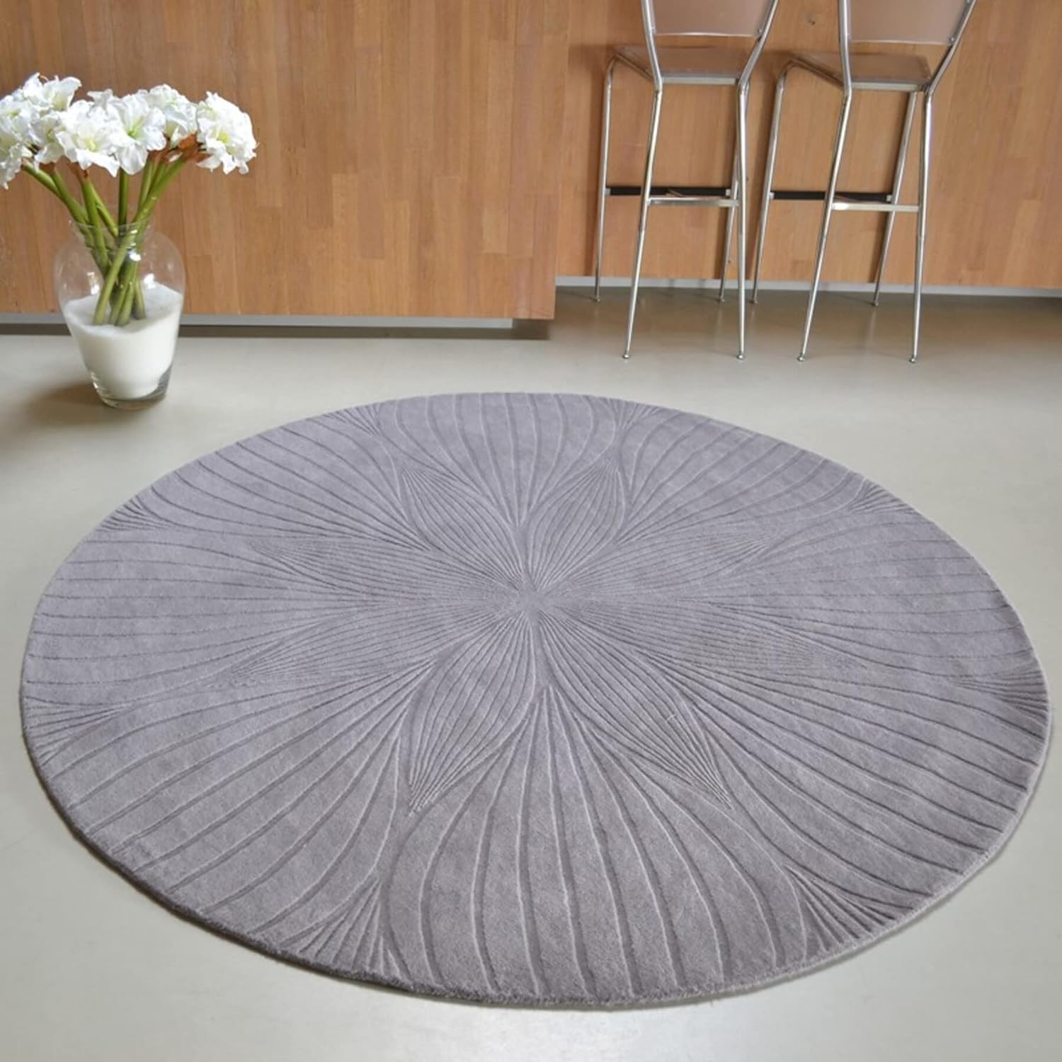 Grey Hand Tufted Round Rug – Premium Carpet for Modern Homes