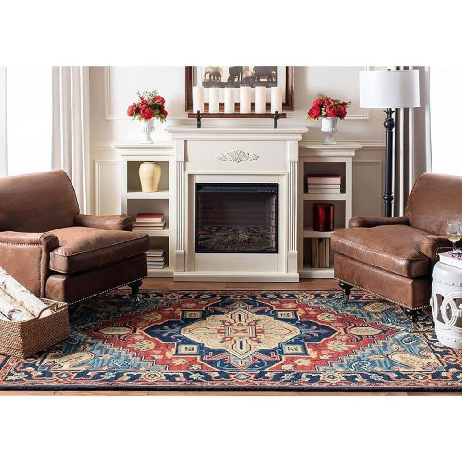 Blue Persian Heriz Area Rug