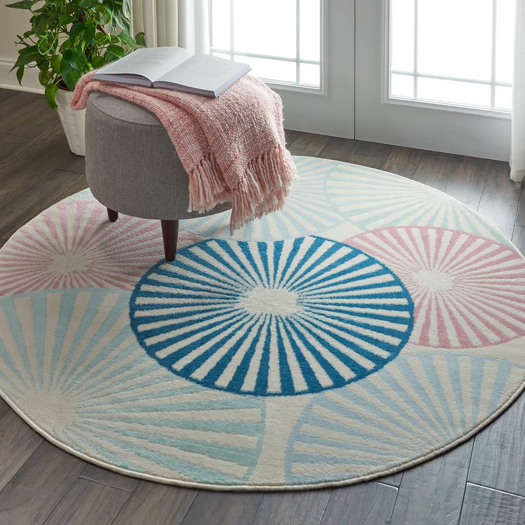 Multicolor Wheels Hand Tufted Round Rug