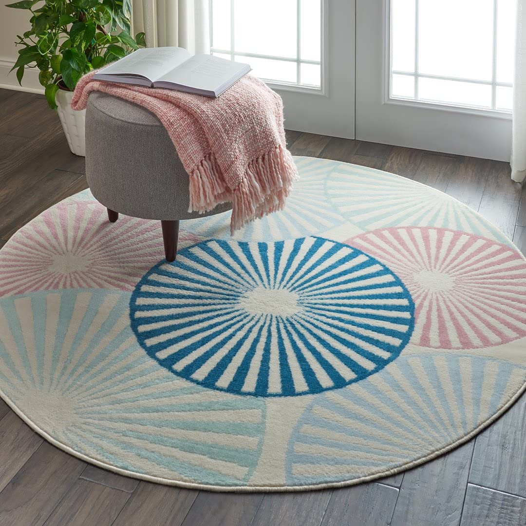 Multicolor Wheels Hand Tufted Round Rug