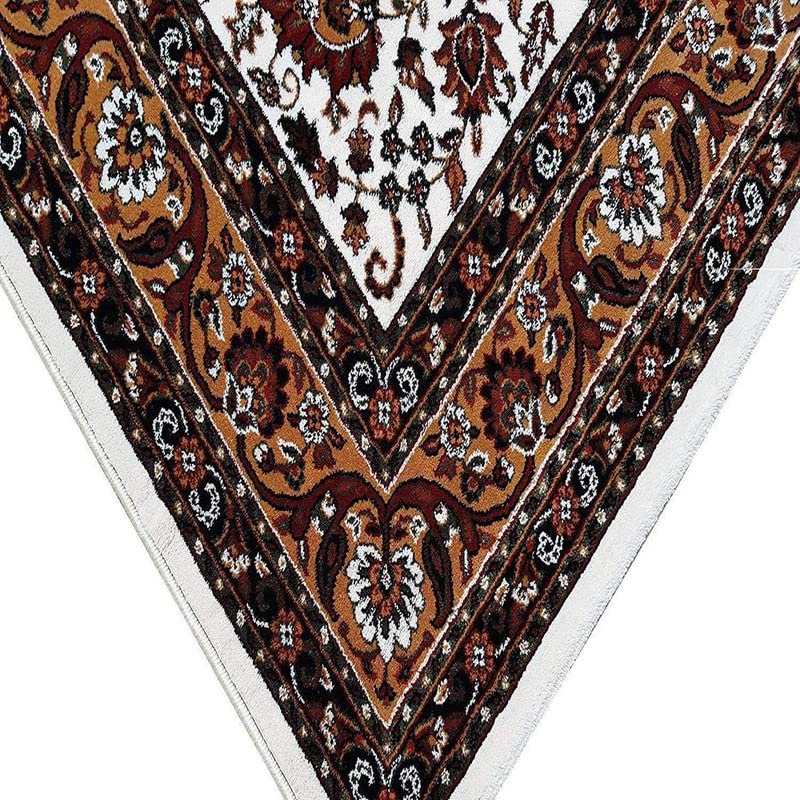 White Color Kashmiri Persian Design Area Rug