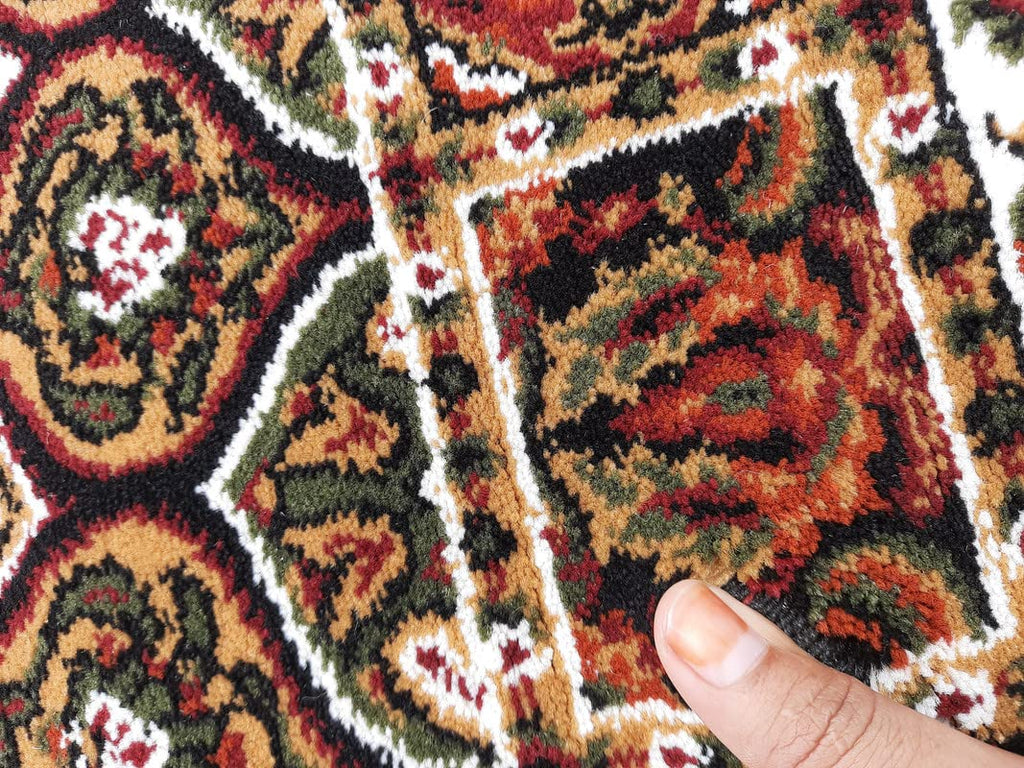 Black Color Kashmiri Persian Design Area Rug