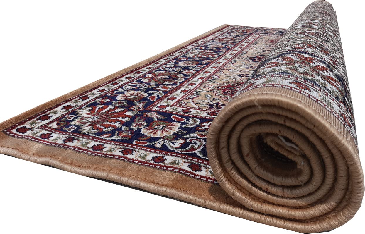 Gold Color Kashmiri Persian Design Area Rug