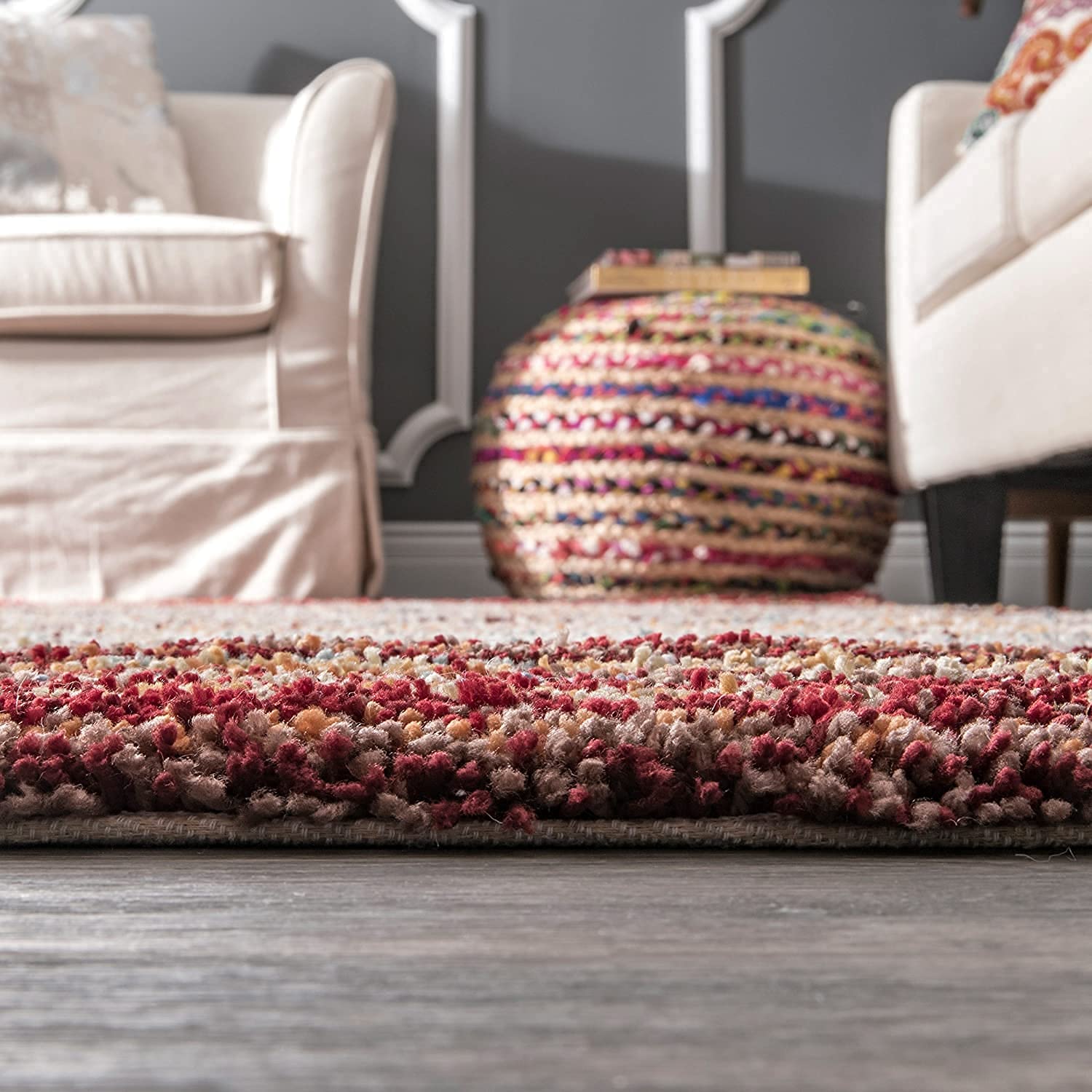 Red Handmade Ombre Microfibre Carpet – Soft Area Rug for Living Room, Bedroom & Hall