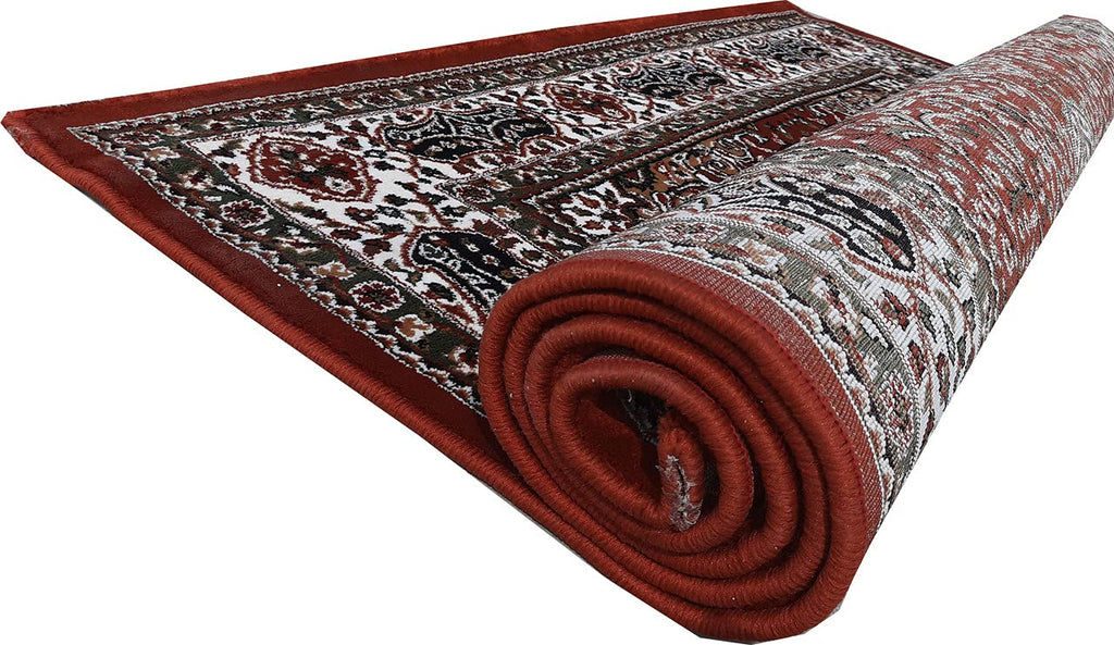 Maroon Color Kashmiri Persian Design Area Rug