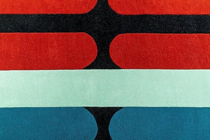 Blue Multicolor Oval Hand-Tufted Irregular Rug