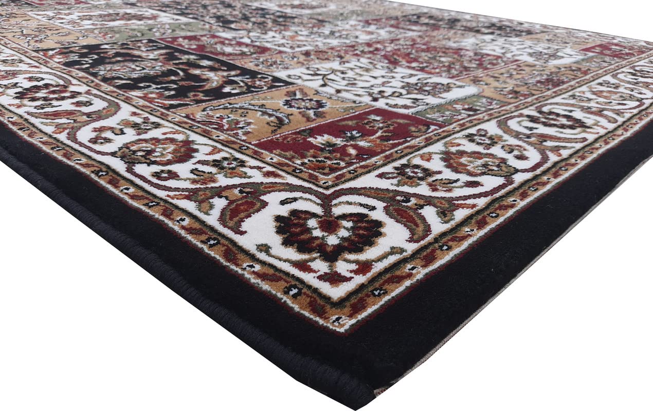 Black Color Kashmiri Persian Design Area Rug