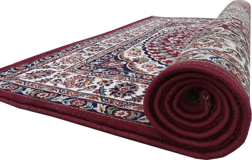 Maroon Color Kashmiri Persian Design Area Rug