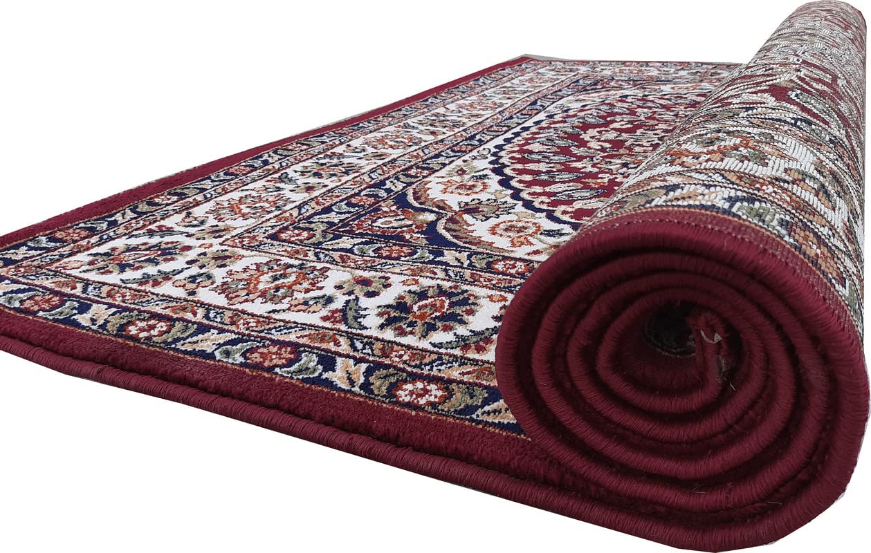Maroon Color Kashmiri Persian Design Area Rug