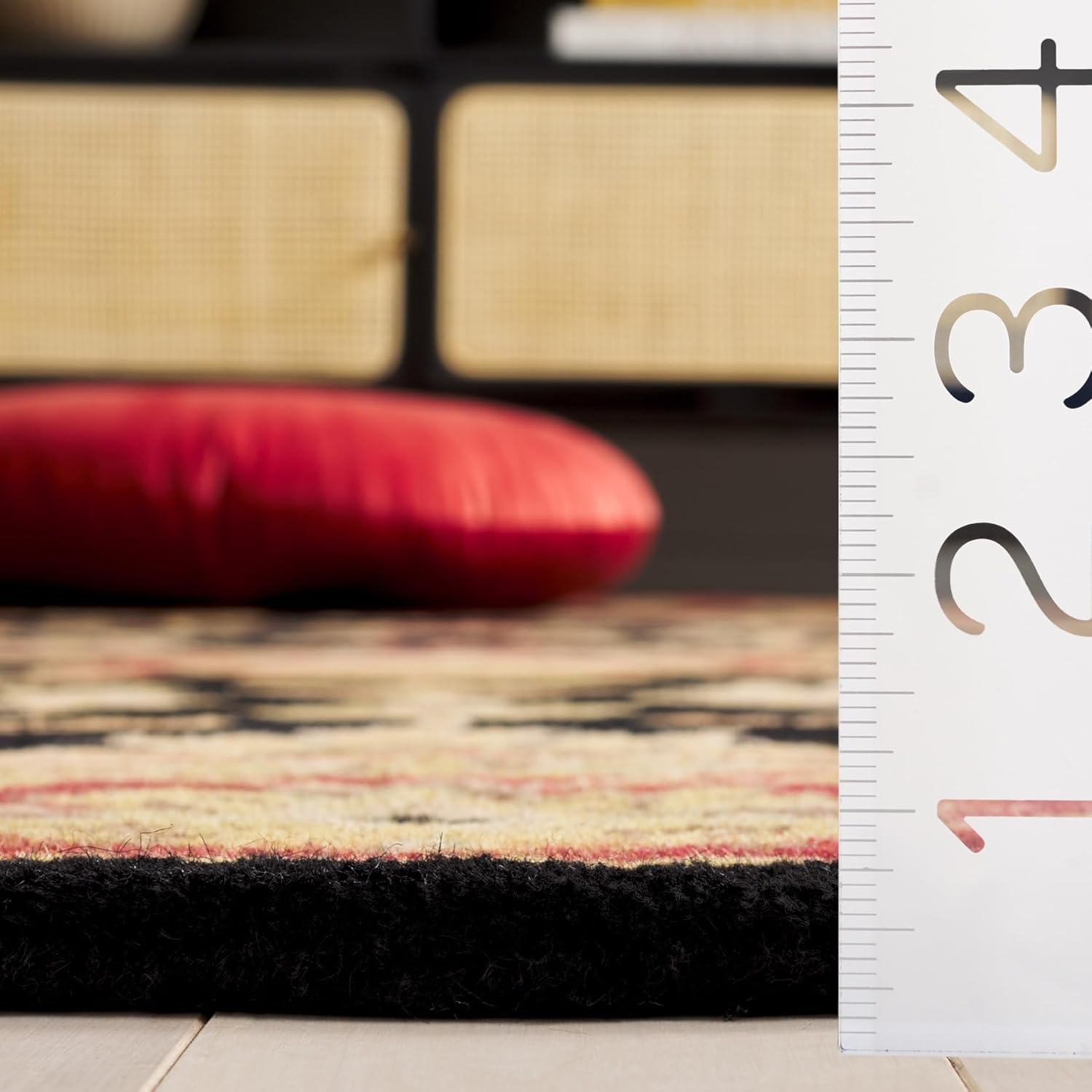 Black Oriental Persian Round Wool Rug