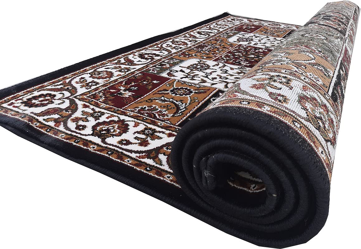 Black Color Kashmiri Persian Design Area Rug