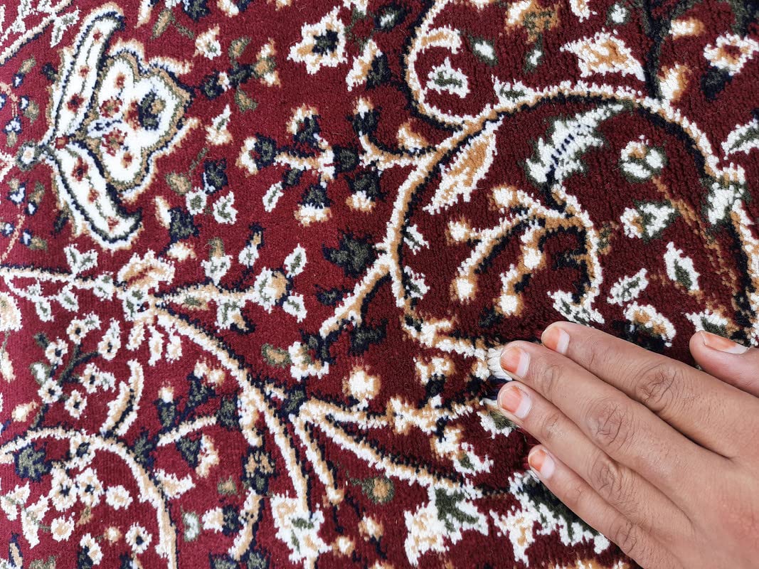 Maroon Color Kashmiri Persian Design Area Rug