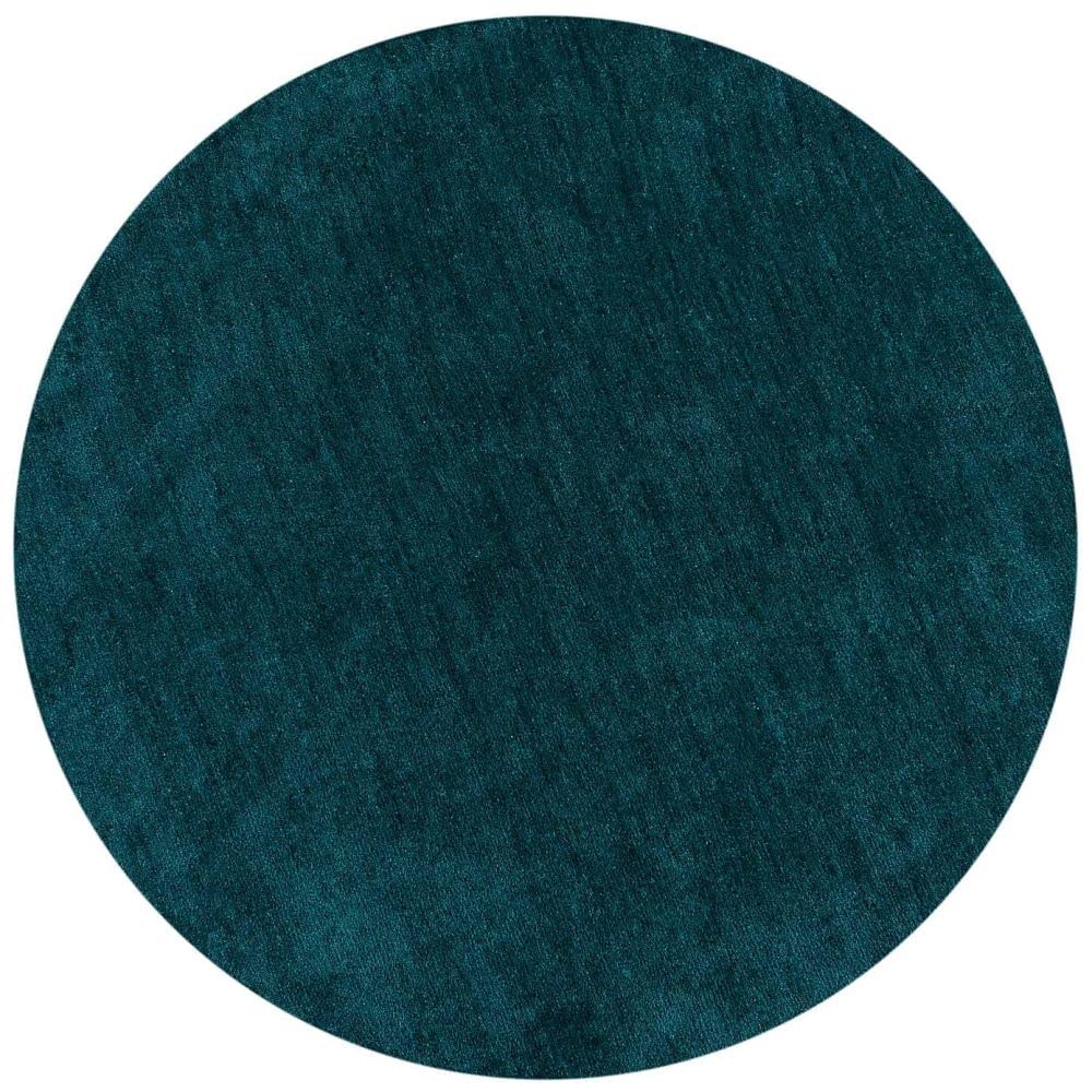 Torquoise Hand Tufted Round Rug – Solid Carpet for Modern Homes