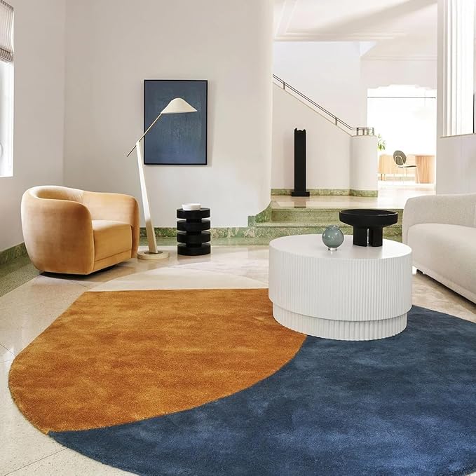 Multicolor Oval Hand-Tufted Irregular Rug