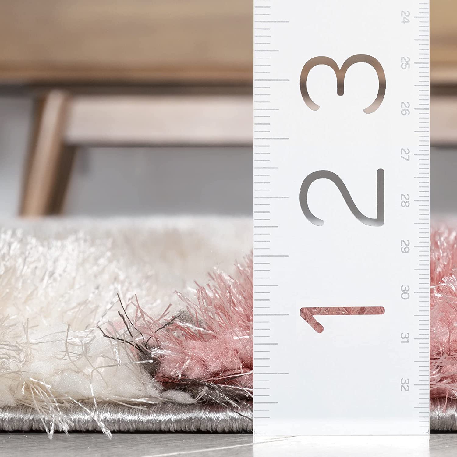 Blush Irregular Stripes Carpet | Soft & Fluffy Microfiber Area Rug