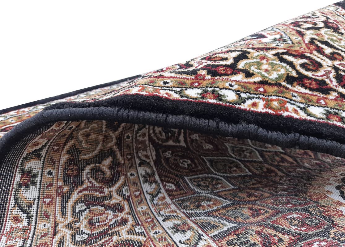 Black Color Kashmiri Persian Design Area Rug