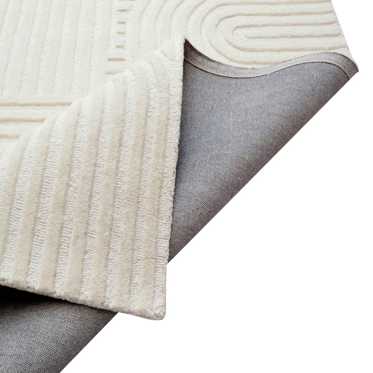 Ivory Cut-Loop Hand-Tufted Wool Rug