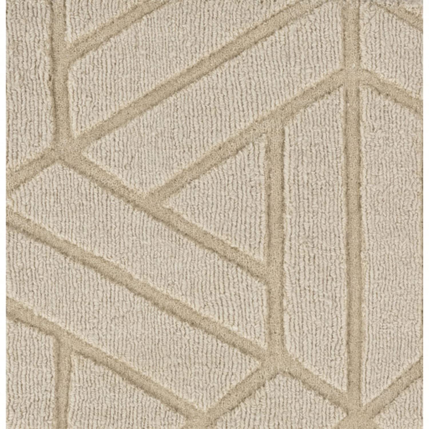 Beige Cut-Loop Hand-Tufted Wool Rug