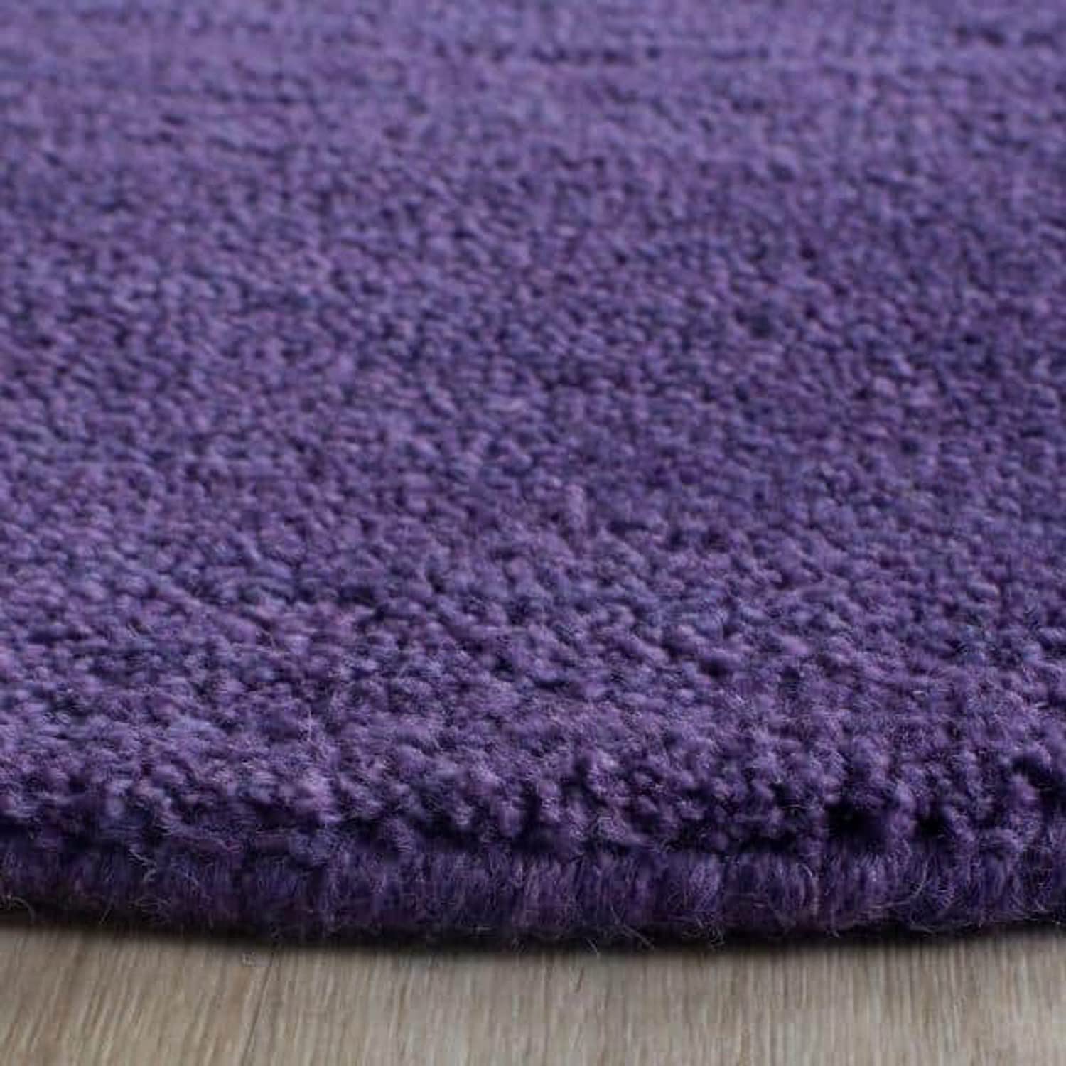 Purple Hand Tufted Round Rug – Solid Carpet for Modern Homes