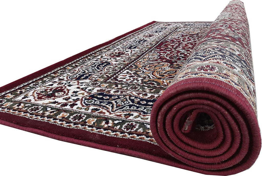 Maroon Color Kashmiri Persian Design Area Rug