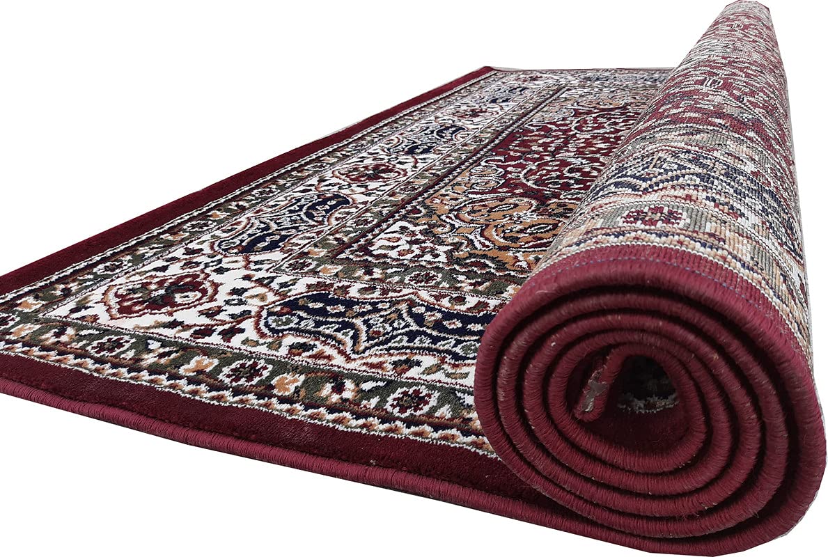 Maroon Color Kashmiri Persian Design Area Rug