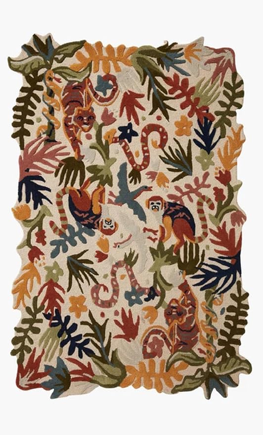 Multicolor Foliage Hand-Tufted Irregular Rug