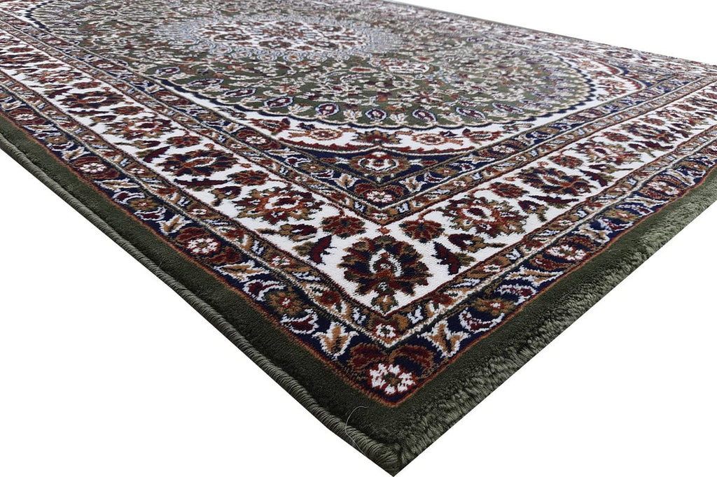 Green Color Kashmiri Persian Design Area Rug