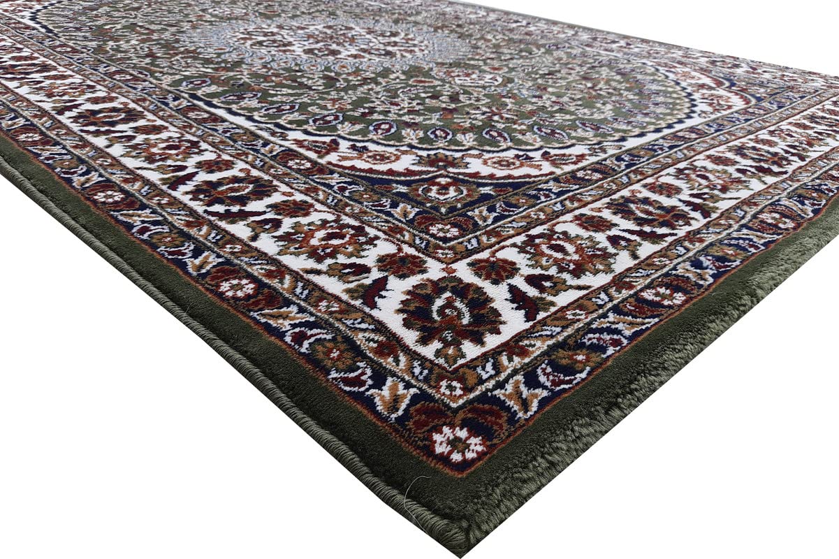 Green Color Kashmiri Persian Design Area Rug