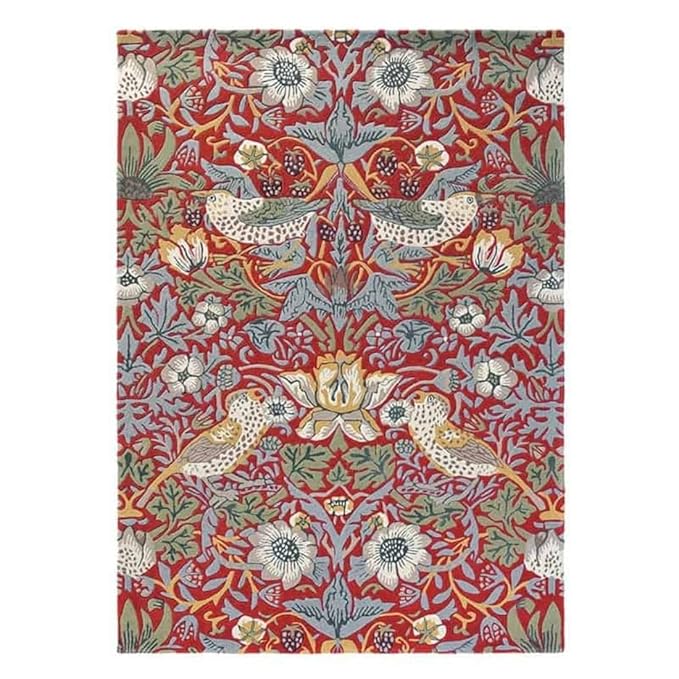 Maroon Multicolor Foliage Hand-Tufted Rug