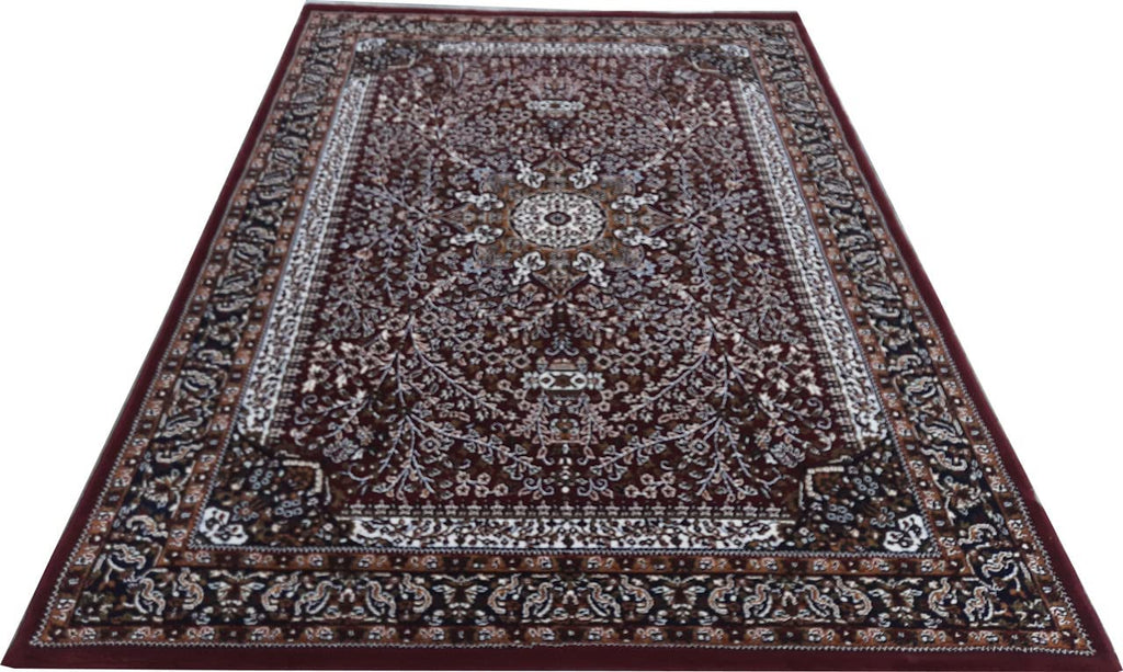 Maroon Color Kashmiri Persian Design Area Rug