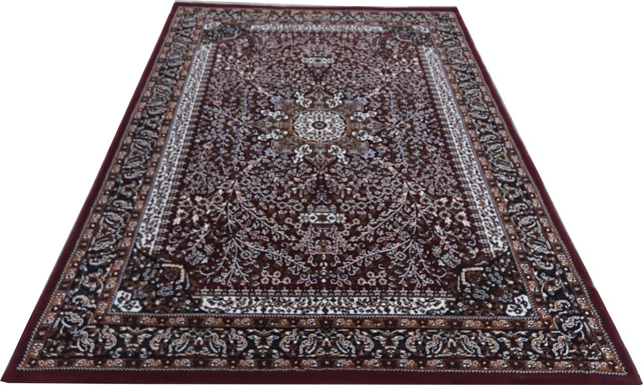 Maroon Color Kashmiri Persian Design Area Rug