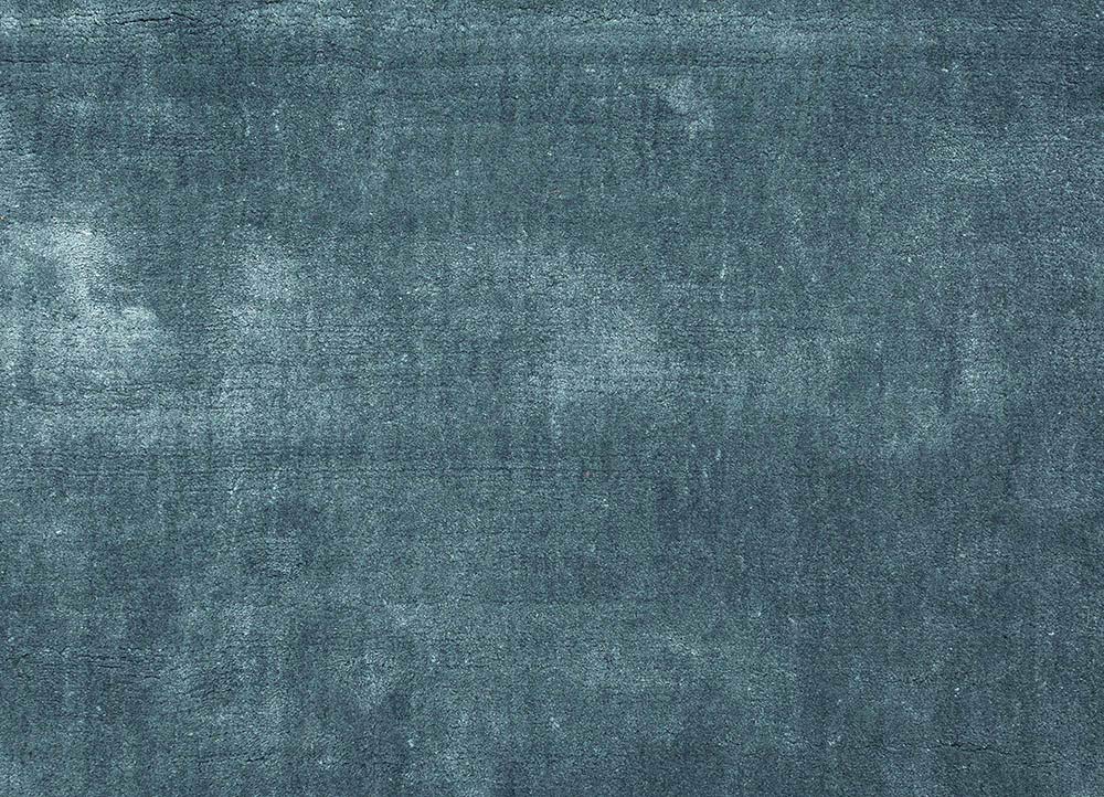 Steel Blue Feather Shine Viscose Silk Hand-Tufted Rug