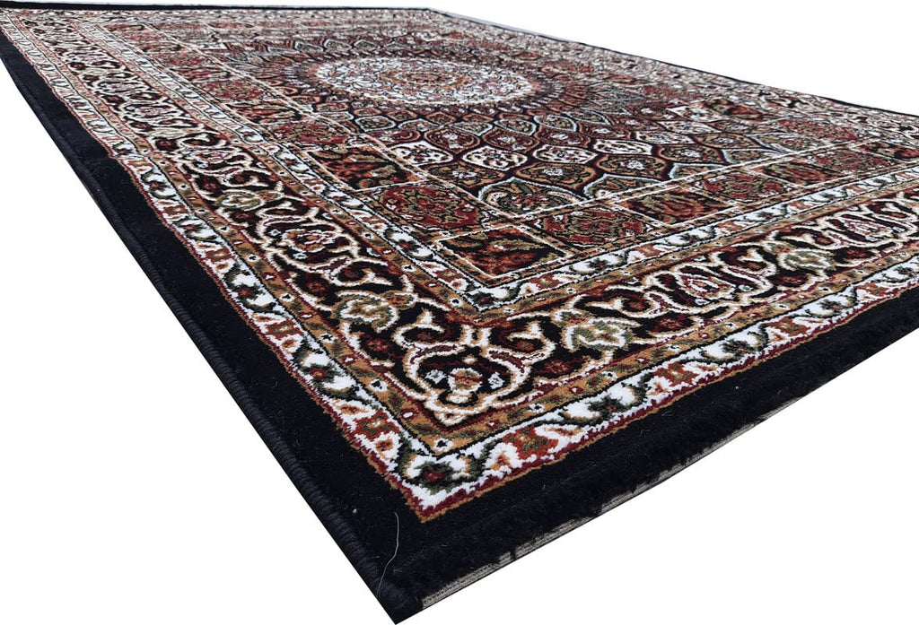 Black Color Kashmiri Persian Design Area Rug