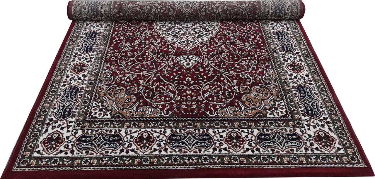 Maroon Color Kashmiri Persian Design Area Rug
