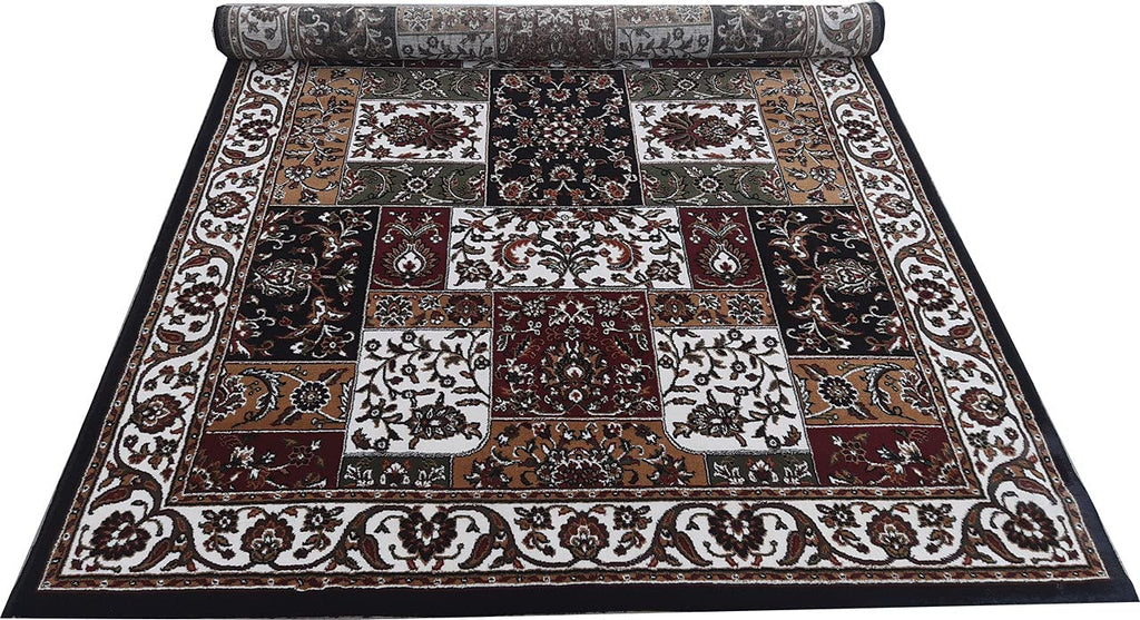 Black Color Kashmiri Persian Design Area Rug