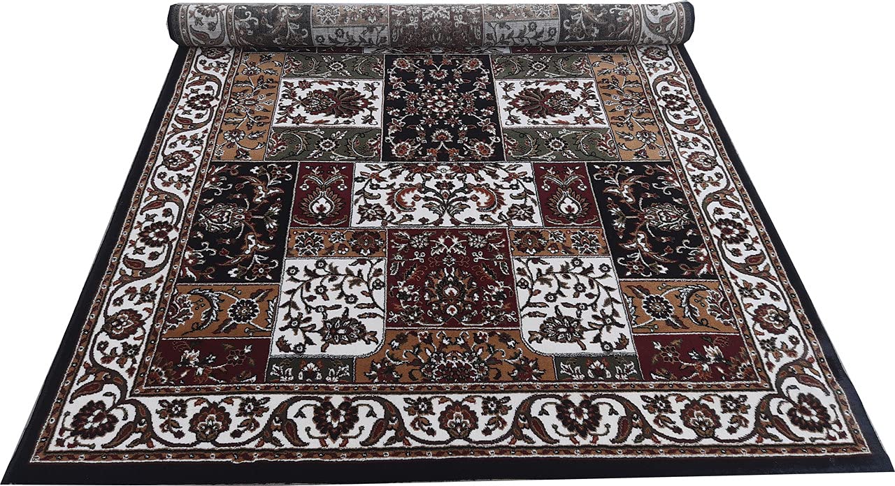 Black Color Kashmiri Persian Design Area Rug