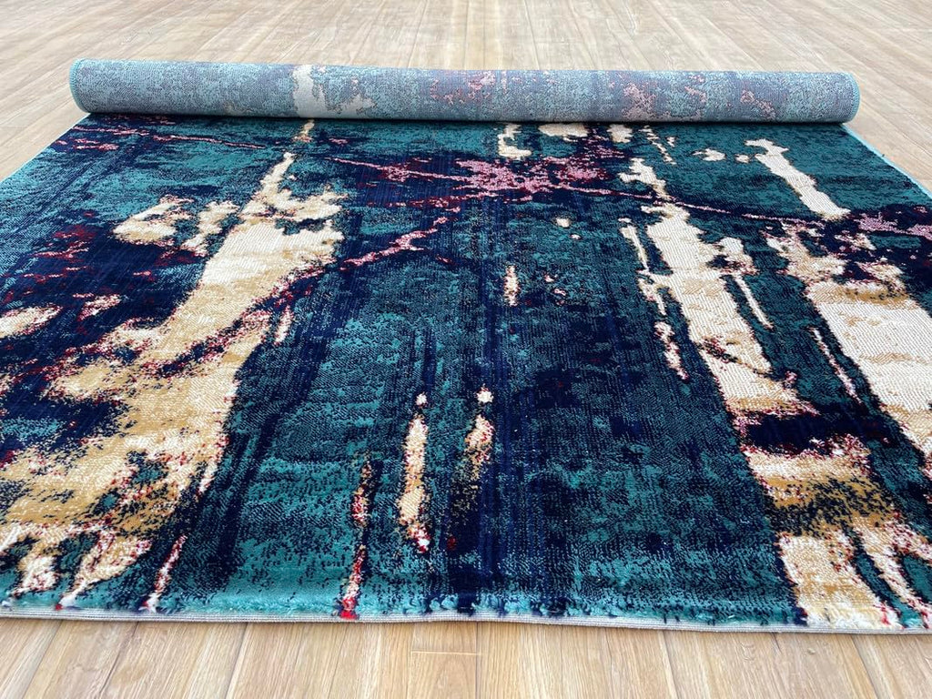 Modern Abstract Area Rug – Designer Washable Rug for Living Spaces
