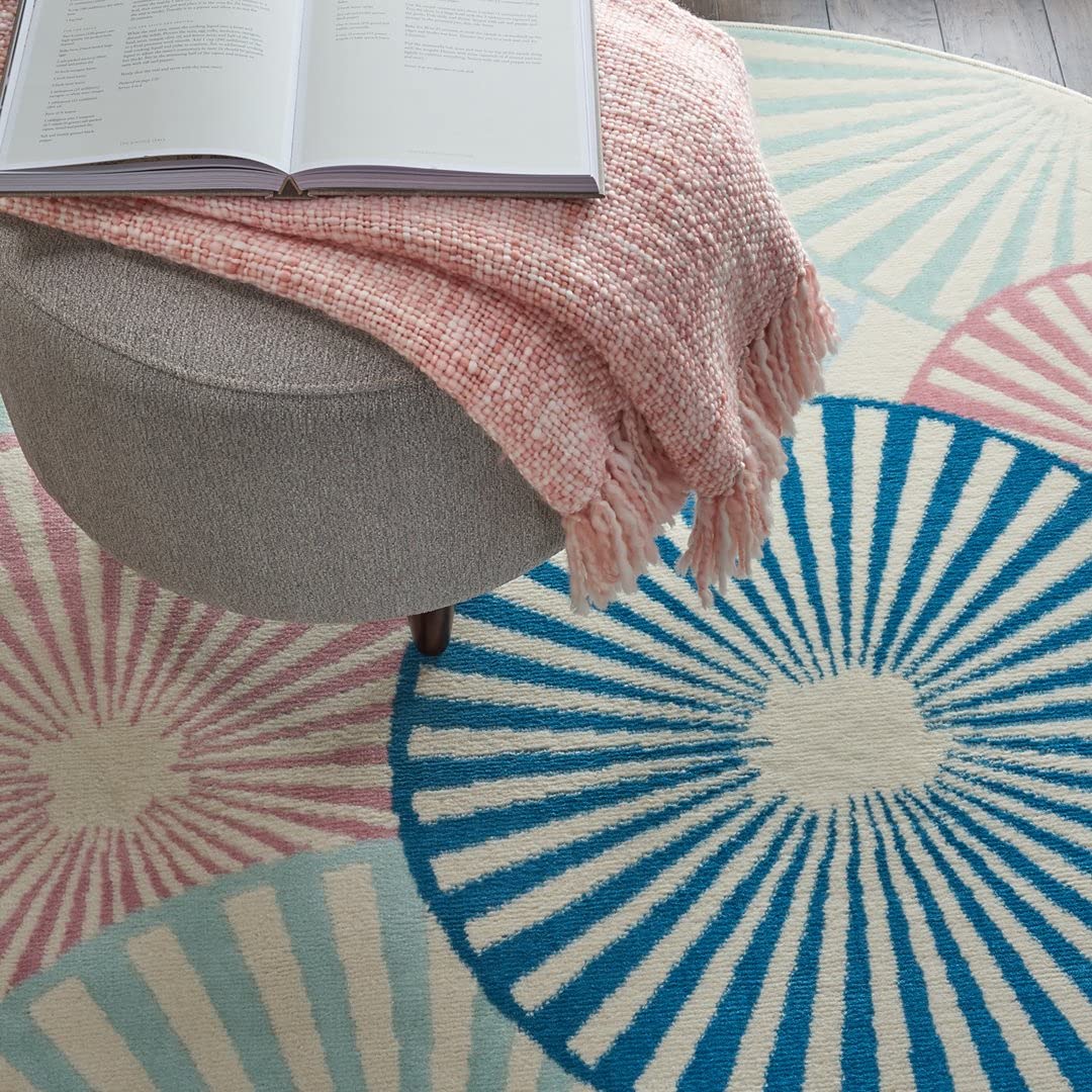 Multicolor Wheels Hand Tufted Round Rug