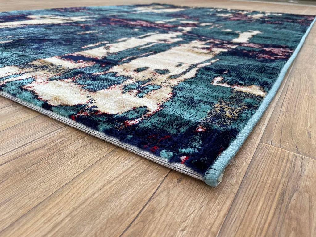 Modern Abstract Area Rug – Designer Washable Rug for Living Spaces