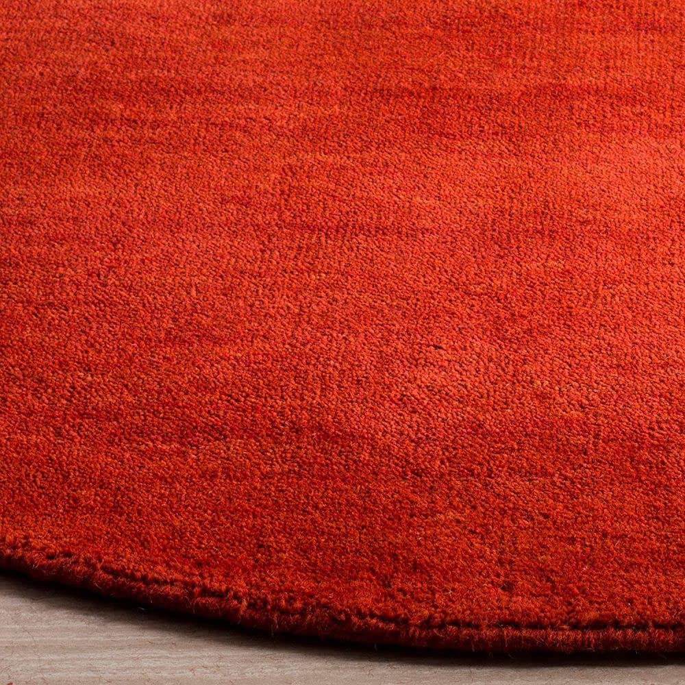 Rust Hand Tufted Round Rug – Solid Carpet for Modern Homes