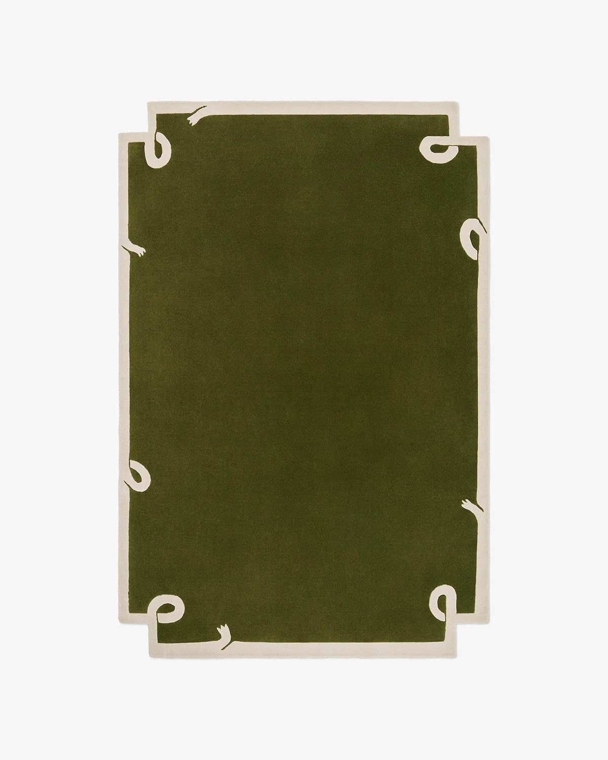 Green Hand-Tufted Woolen Rug | Irregular Handmade Carpet