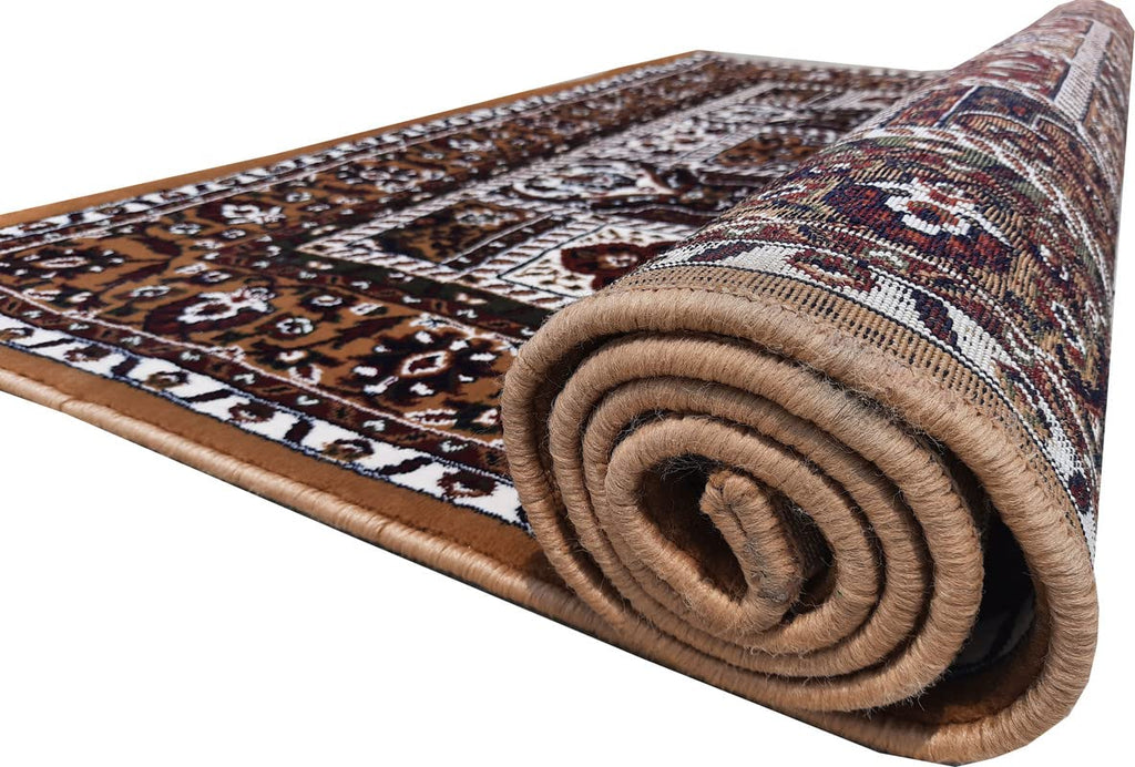 Gold Color Kashmiri Persian Design Area Rug