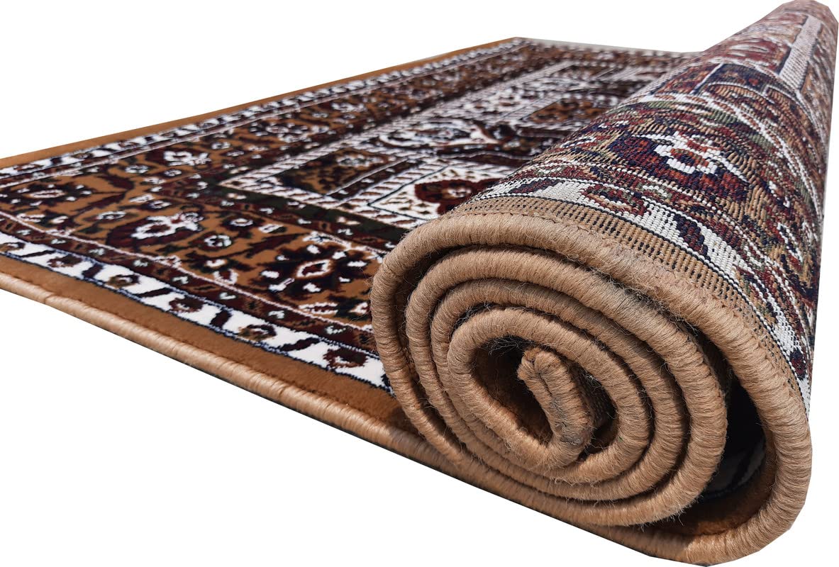 Gold Color Kashmiri Persian Design Area Rug