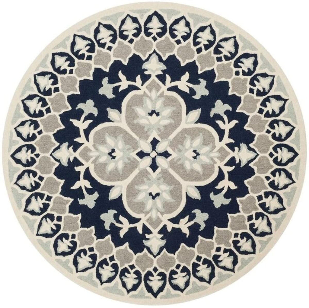 Blue Arc Hand Tufted Round Rug