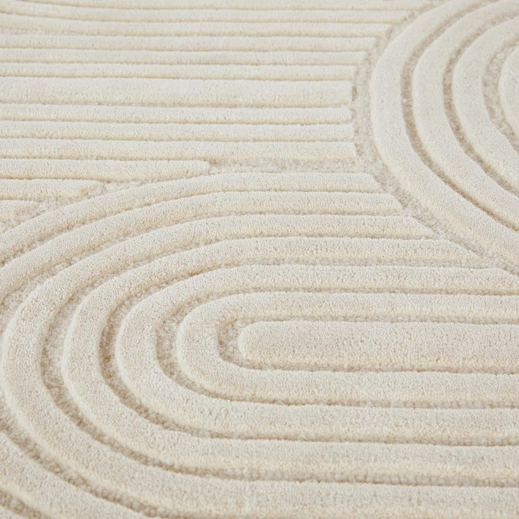 Beige Cut-Loop Hand-Tufted Wool Rug