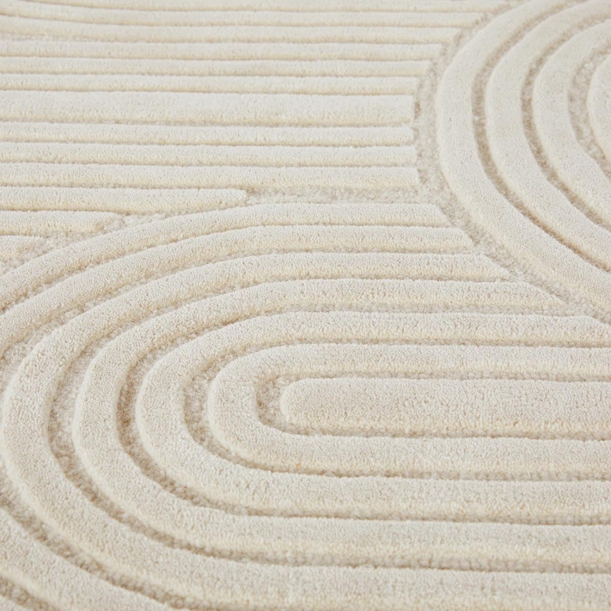 Beige Cut-Loop Hand-Tufted Wool Rug